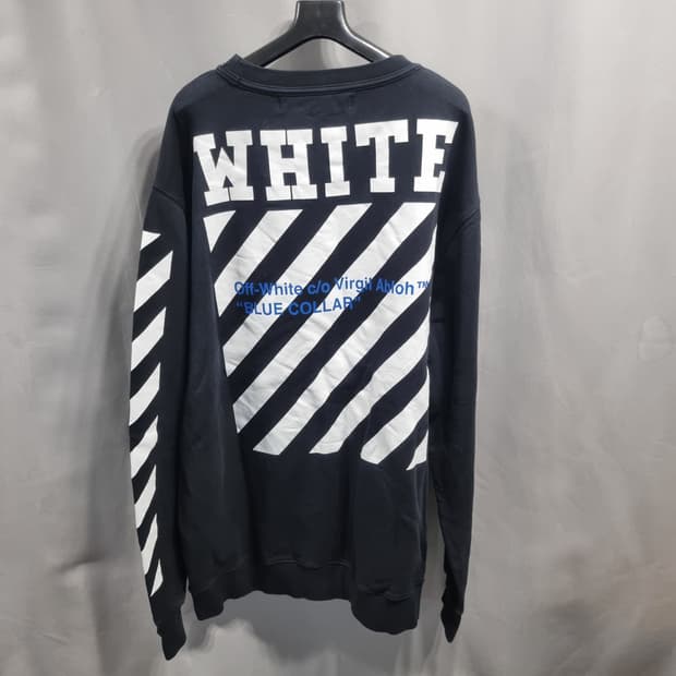 OFF-WHITE 오프화이트 블랙 스트라이프 맨투맨