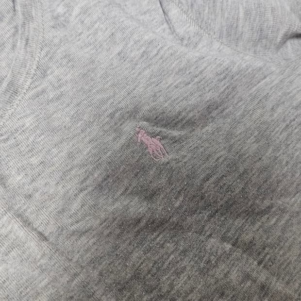 폴로 회핑 반팔 티셔츠 딱붙 핑크 그레이