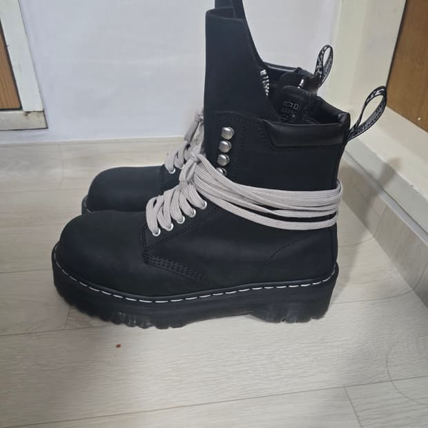 닥터마틴 x 릭오웬스 쿼드 솔 스틸 토 부츠 블랙