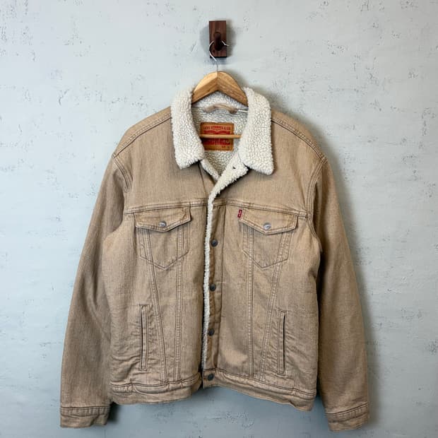 리바이스 데님 쉐르파 트러커 자켓 베이지