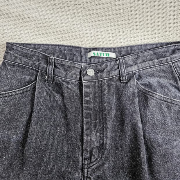 세터 원턱 블랙 데님팬츠 M