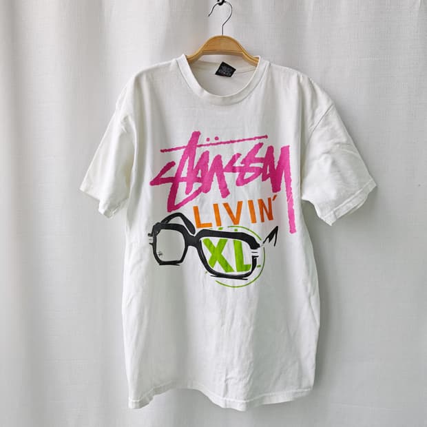 스투시 00s LIVIN XL 프린팅 반팔 티셔츠 화이트 L
