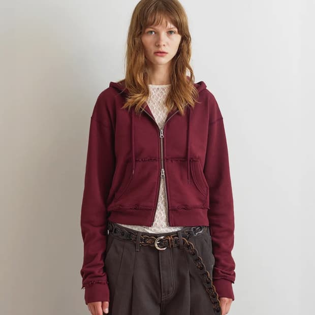 Aopt 후드집업  RAW CUT HOODIE ZIP-UP - WINE