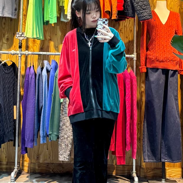 L SUPREME 슈프림 컬러 믹스 벨벳 트랙탑