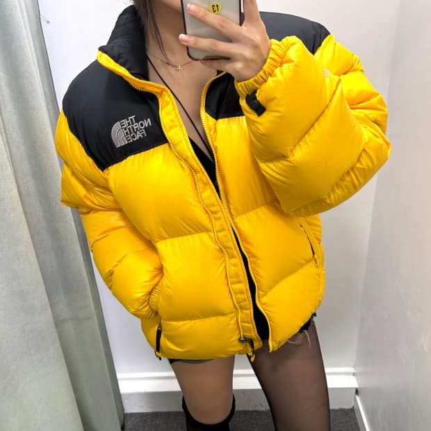 노스페이스 눕시 옐로우 패딩