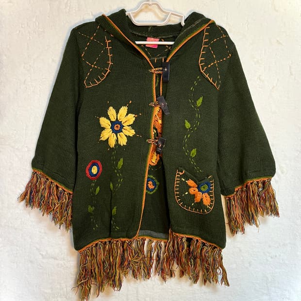 빈티지 히피 자수 가디건 아우터