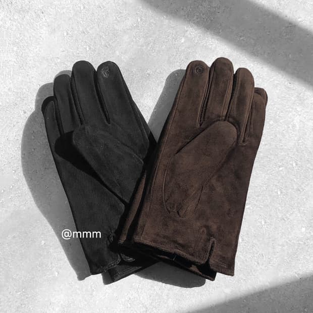 [Unisex] 스웨이드 가죽 장갑 블랙