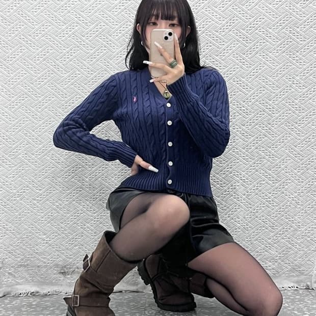 폴로 랄프로렌 Y2K 캐주얼 모리 딱붙핏 꽈배기 가디건 XL C10944