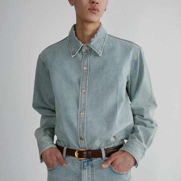 24SS Recto 렉토 시그니처 커브드 데님 셔츠 (실착 1회/최상급)