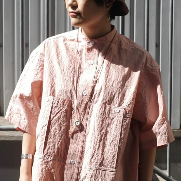 [XL] 하버색 코튼 린넨 밴드카라 셔츠