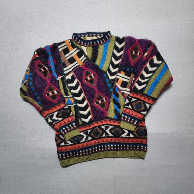 빈티지 VIS A VIS 비자비 패턴 니트 스웨터