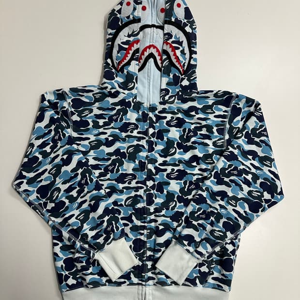 베이프 샤크 후드집업 블루 M