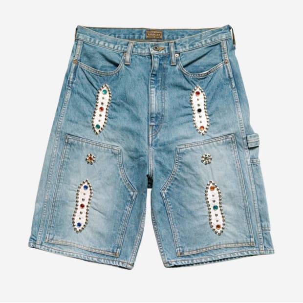 캐피탈 14온즈 데님 숏 팬츠 스터드 리메이크 인디고 36