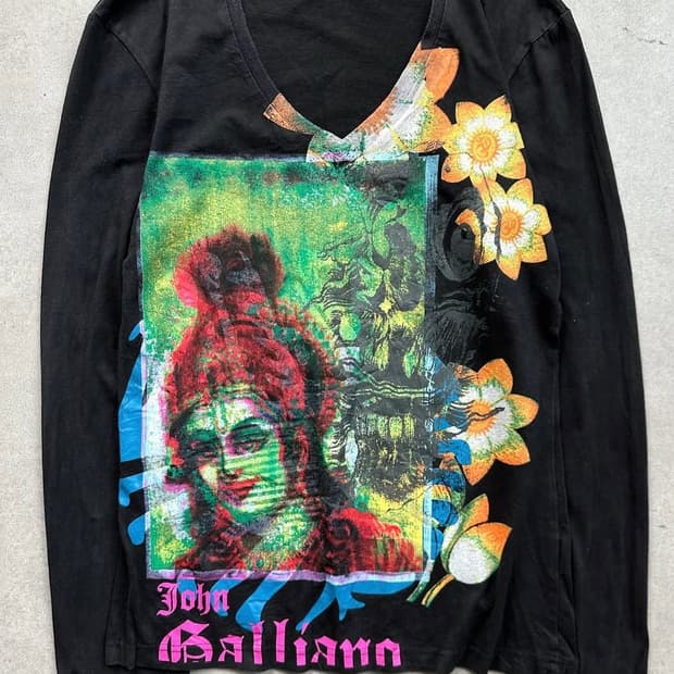 early 2000 존 갈리아노 시바 힌두 브이넥 롱슬리브