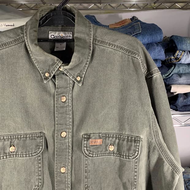 [L] 칼하트 헤비코튼 워크셔츠 그레이