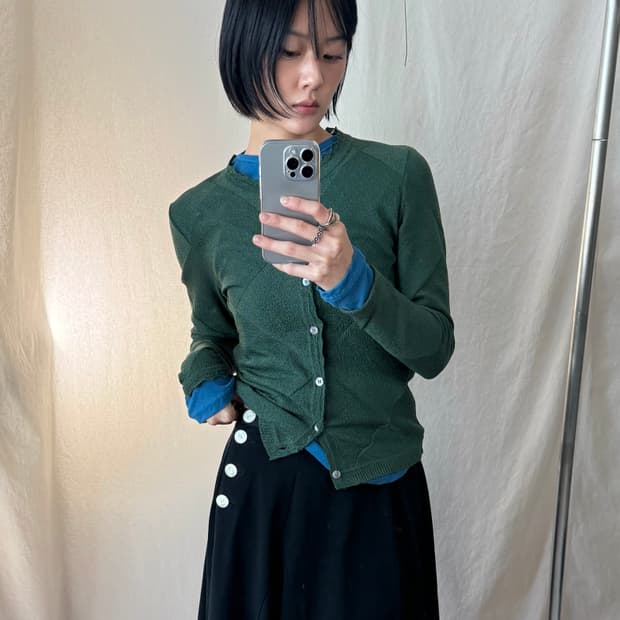 HaaT Issey Miyake 아가일 트리아세테이트 가디건