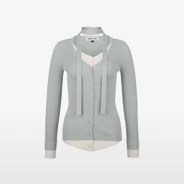 제너럴아이디어 스카프 레이어드 가디건 [MINT] 