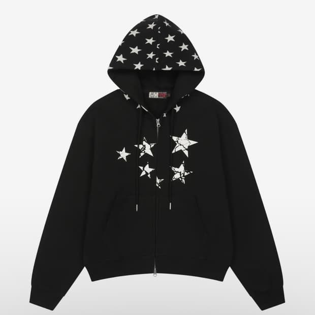 루저스클럽 스타 그래픽 투웨이 후드 집업 블랙 2