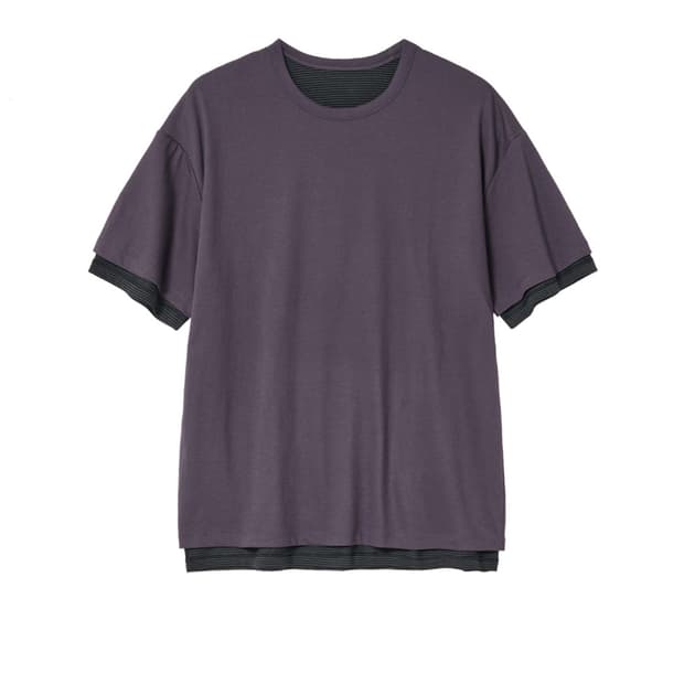 Two Face Stripe Tee 1/2 Purple Charcoal