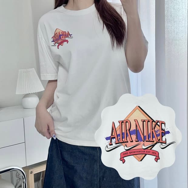 [정품] 나이키 화이트 AIR NIKE 백프린팅 반팔티 [ L ]