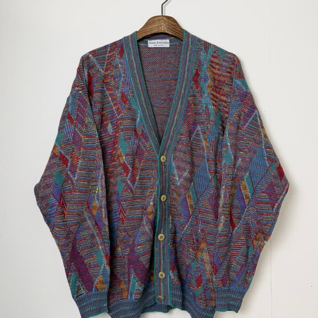 90s MADE IN ITALY 아가일 가디건 