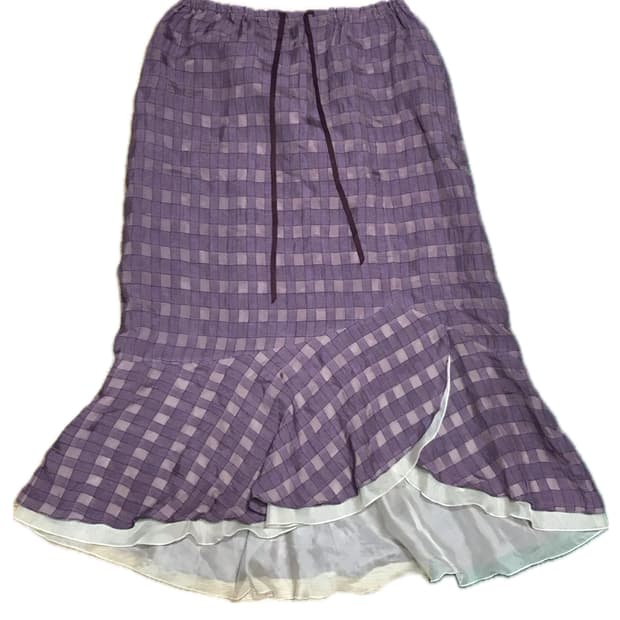 L’est rose 퍼플 체크 머메이드 스커트