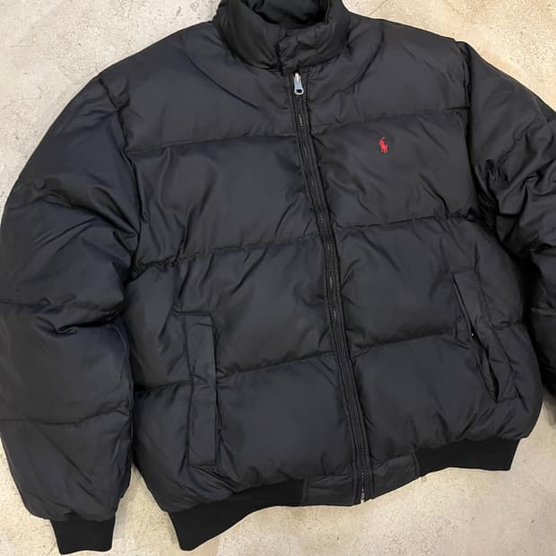 빈티지 폴로 랄프로렌 리버시블 헤링턴 다운점퍼