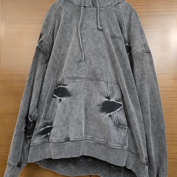 준지 워크 아우터 자수 염색 후드티 S