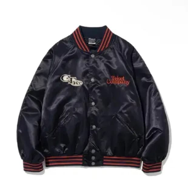 테켓 keyword satin jacket navy M