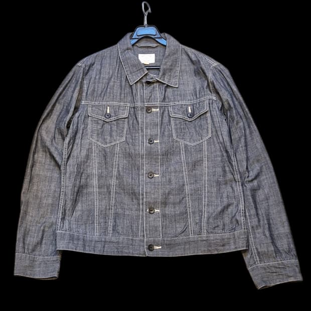 XL(착샷잇음) 청색 면 슬림핏 트러커자켓 