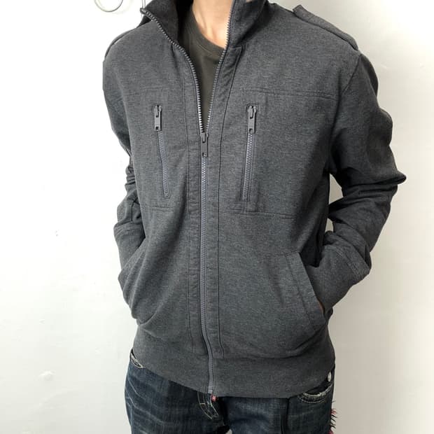 DKNY Military Zip-Up Knit Bomber Jacket