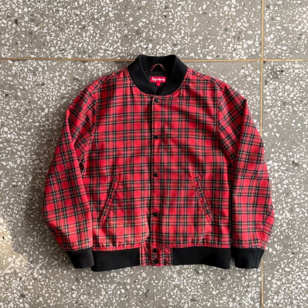 슈프림 타탄 체크 봄버 자켓 13aw