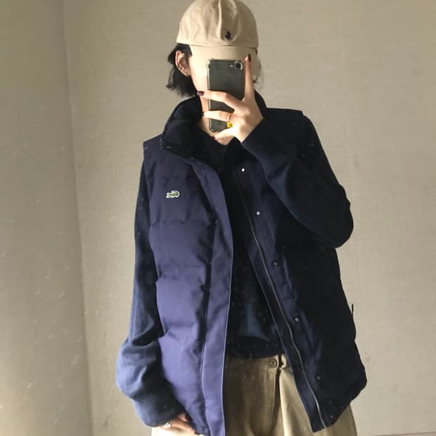 라코스테 네이비 패딩조끼
