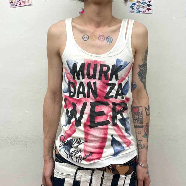 flag layered back zipper sleeveless