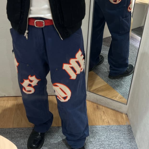 슈프림 올드 잉글리쉬 팬츠 네이비 34