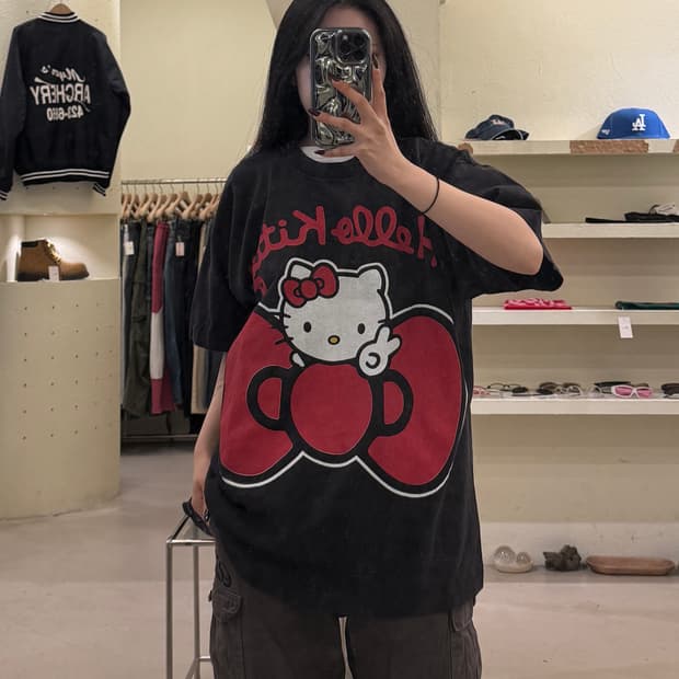 빈티지 헬로키티 오버핏 반팔 티셔츠 U1304