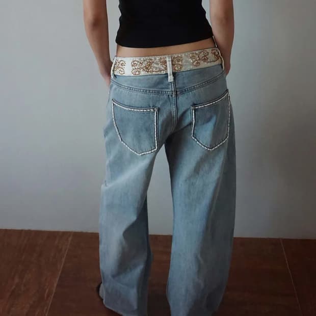 스컬프터 Beaded Waist 데님