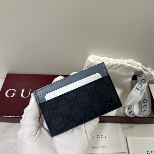 [새상품] 구찌 더스티 블루 트리밍 GG 카드지갑