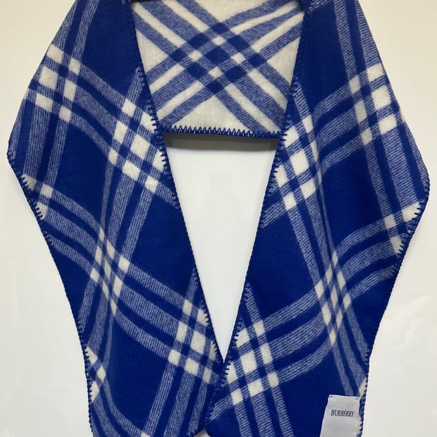 버버리 블루 체크 울후드 머플러 남여공용