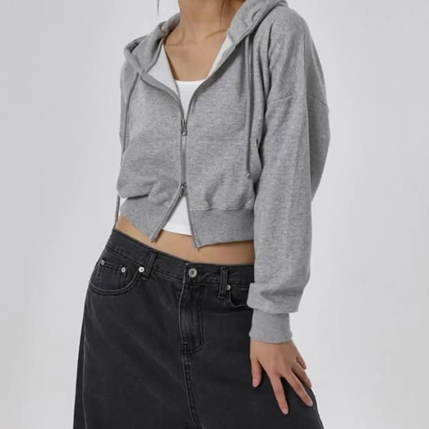 블랙업 멜롯 투웨이 후드 집업 그레이