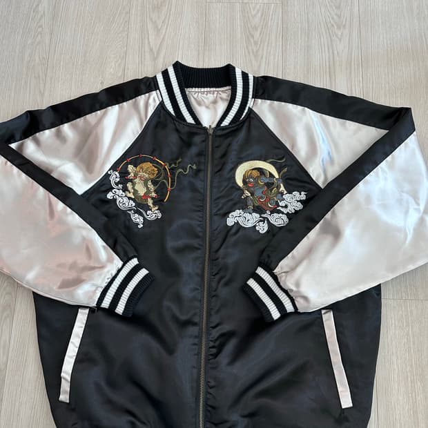 재팬og 리버시블 한야 자수 스카쟌 4L 풍신뇌신