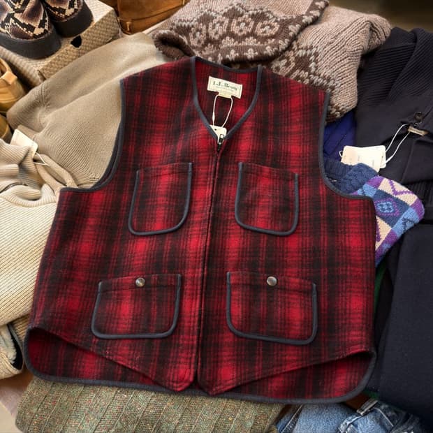 M) 90‘s  엘엘빈 울 헌팅 베스트 버팔로 체크