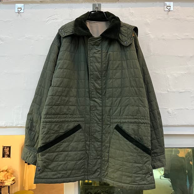 Gray story JAPAN 퀼팅 올리브 그린 후드 파카 L