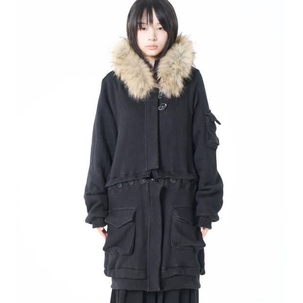 오스하이 투웨이 퍼 후드집업 빈티지 블랙