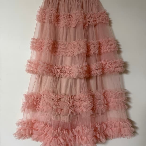 새상품 여자 5단 캉캉 롱치마 (핑크)