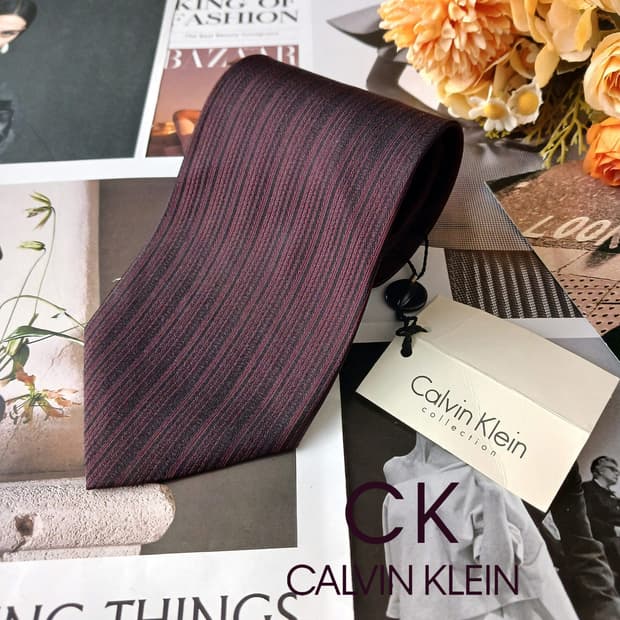 캘빈클라인 넥타이 브라운 와인 컬러 새제품 A19810 