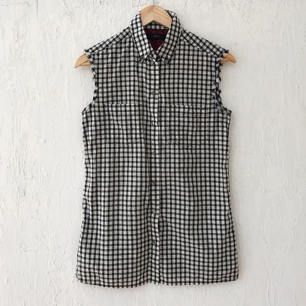 vintage DIESEL check cut-off shirts