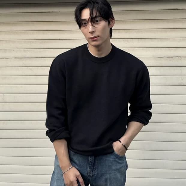 엘무드 화란 세미오버 니트 블랙 48