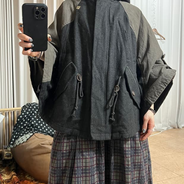 써스데이아일랜드 여성 모직 판쵸 자켓