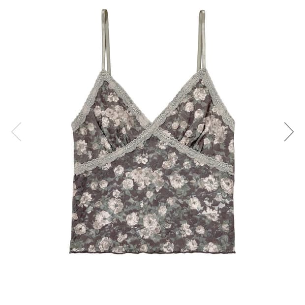 FLORAL LACE CAMI TOP (BROWN)